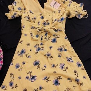 Yellow and blue flower dress